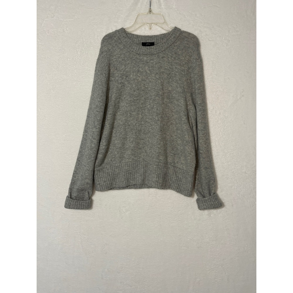 J.Crew Womens Heather Gray Super Soft Yarn Pullover Crewneck Sweater Size Large